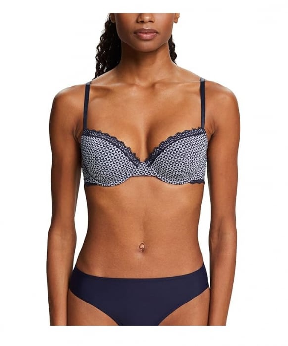 Sutien cu armatura ESPRIT Micro Print Par Classic, alb/albastru, 75B [1]