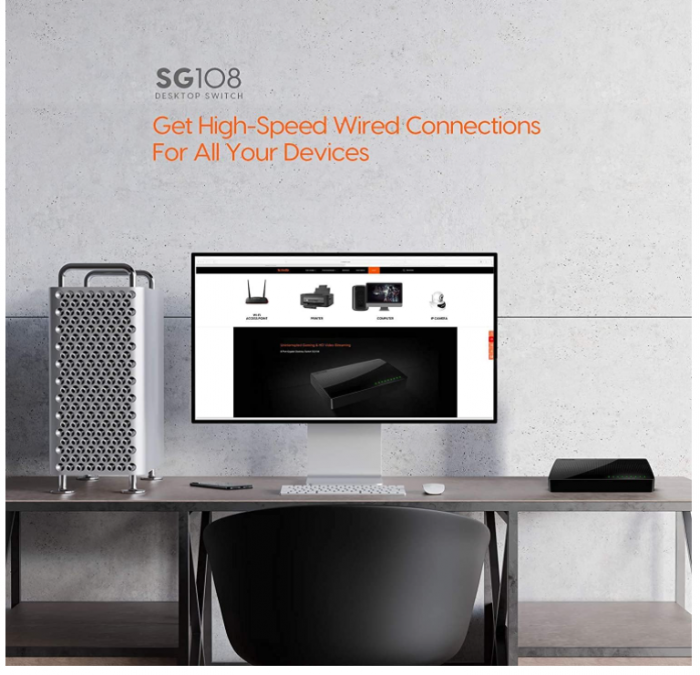 Switch TENDA-SG108, 8 porturi, negru [9]