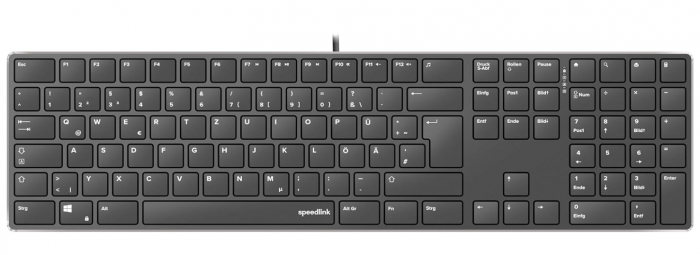 Tastatură cu fir silențioasă Speedlink RIVA Scissor Keyboard pentru PC, cu USB, layout german, negru [3]