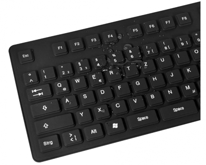 Tastatură flexibilă LogiLink ID0019A, rezistentă la apă, QWERTZ - aspect german, 109 taste, negru [7]