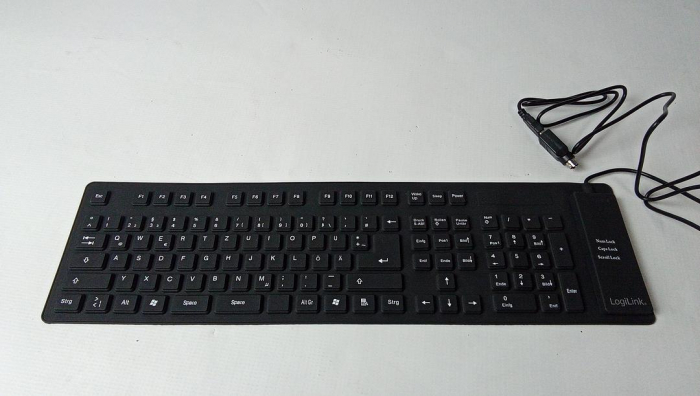 Tastatură flexibilă LogiLink ID0019A, rezistentă la apă, QWERTZ - aspect german, 109 taste, negru [2]