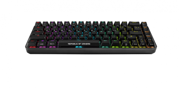 Tastatura gaming mecanica wireless ASUS ROG Falchion, format 65%, switch-uri Cherry MX Red, panou tactil interactiv, iluminare RGB Aura Sync, Negru [3]