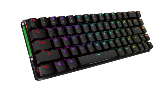 Tastatura gaming mecanica wireless ASUS ROG Falchion, format 65%, switch-uri Cherry MX Red, panou tactil interactiv, iluminare RGB Aura Sync, Negru [6]