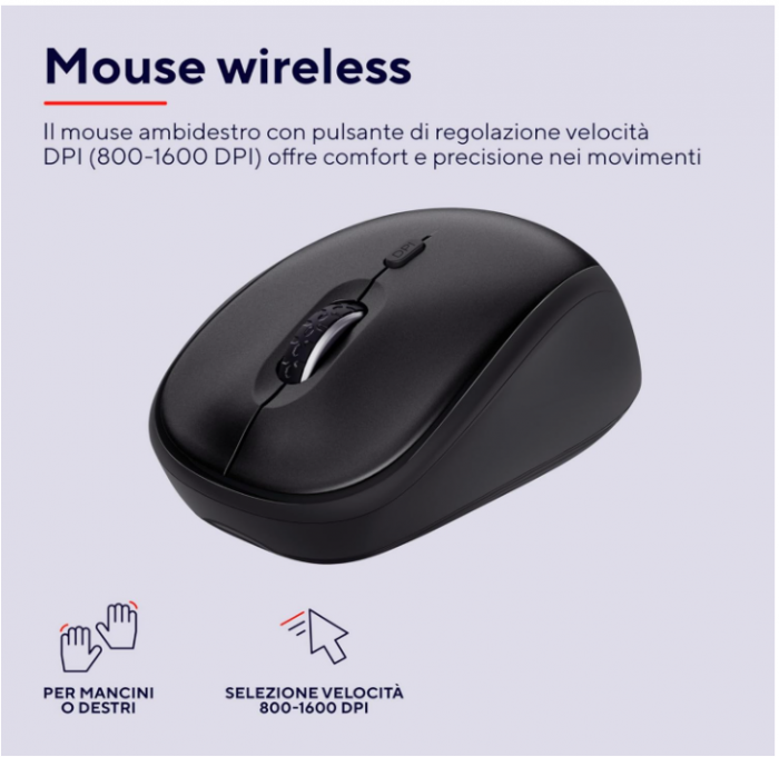Tastatură si mouse fără fir Trust Ody, Tastatura silentioasa cu Layout Italian [10]