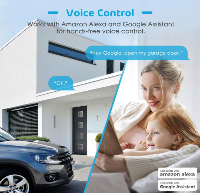 Telecomandă fără fir inteligentă pentru ușă de garaj , compatibilă cu Alexa, Asistent Google, control prin aplicatie [7]