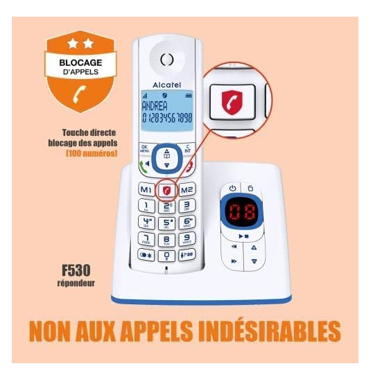 Telefon fără fir Alcatel Classic F530 DECT, alb [5]