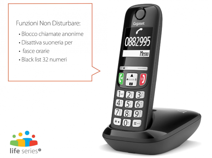 Telefon fără fir DECT Gigaset E275, Negru, Italia [7]