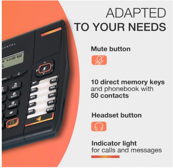 Telefon fix digital Alcatel Temporis 580, analog, Negru [5]