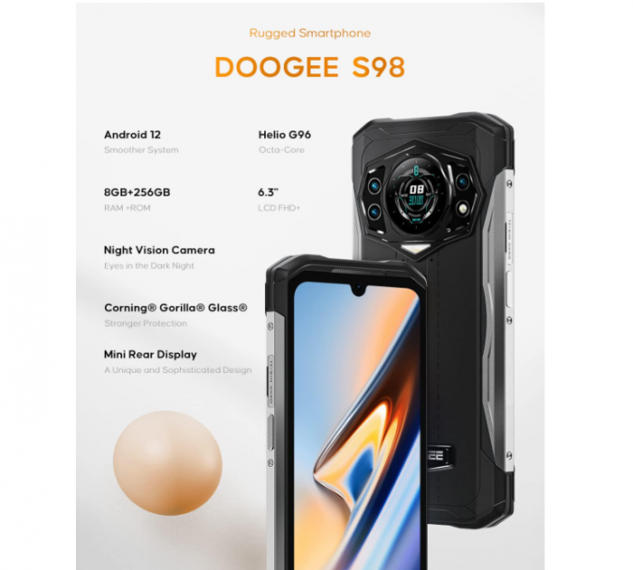 Telefon mobil Doogee S98, 4G, 6.3", 8GB RAM, 256GB ROM, Android 12, Helio G96, 6000mAh [5]
