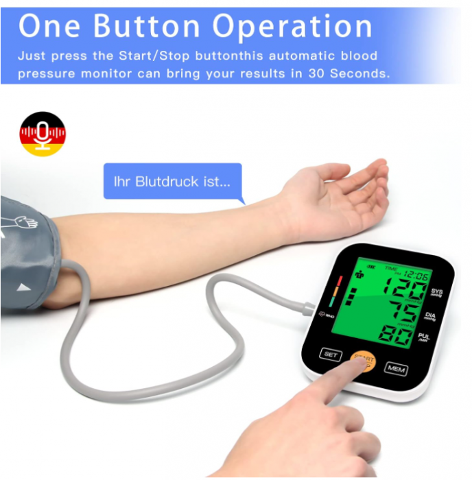 Tensiometru de brat Panacare 2.0, 3 culori, limba germană [5]