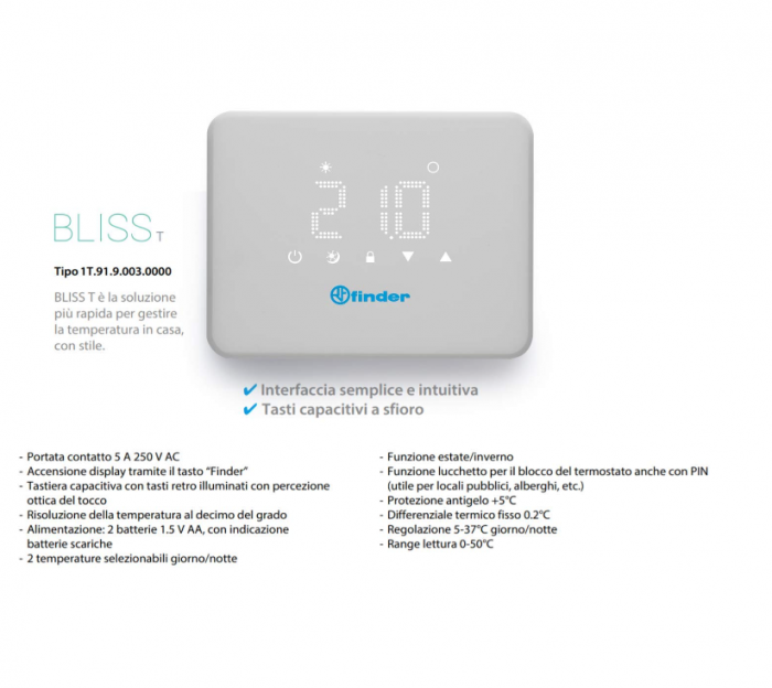 Termostat digital Finder 1T9190030000, seria 1T, functie vara/iarna, alb [7]