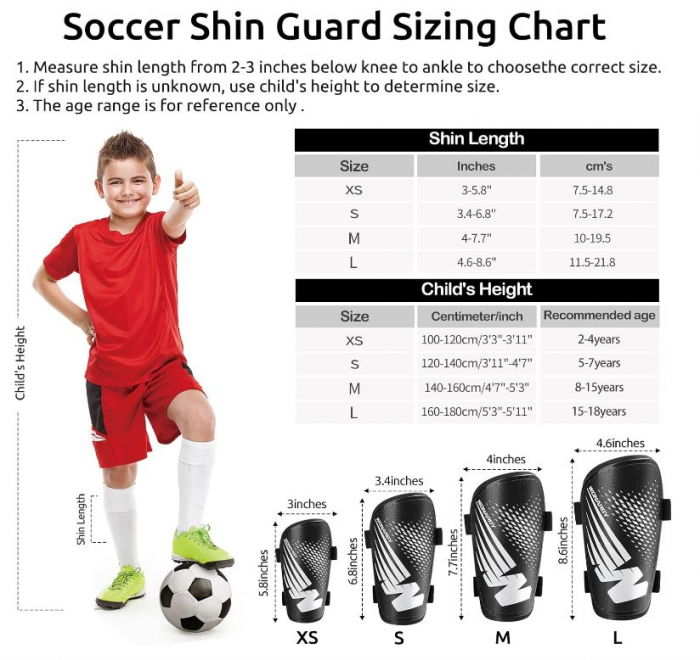 Tibiere Wonarby, Aparatori Fotbal pentru tineri, Negru, Marimea L(11.5 - 21.8 cm, 15- 18 ani) [6]