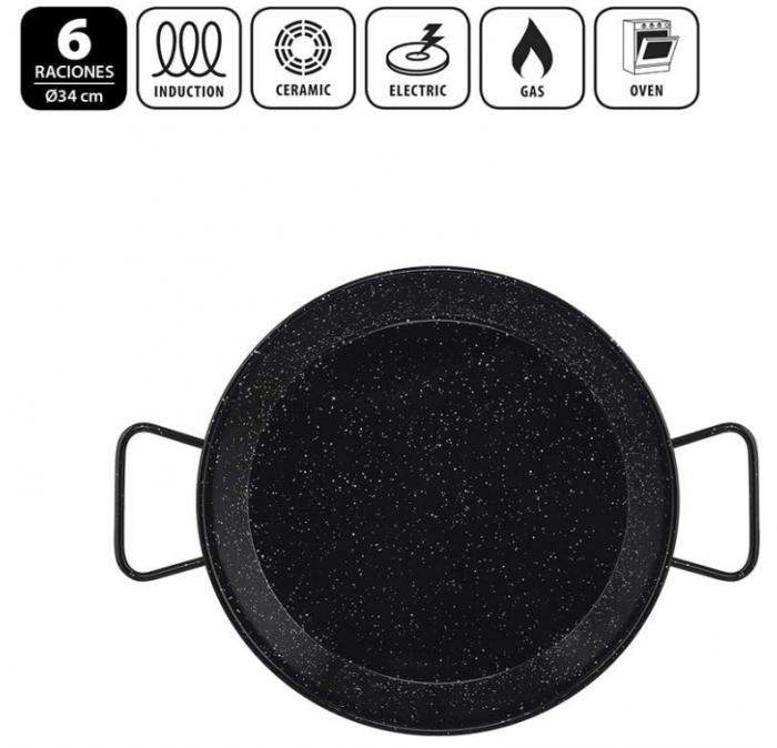 Tigaie cu inducție pentru paella din oțel emailat - Metaltex 6 porții (34 cm) [2]