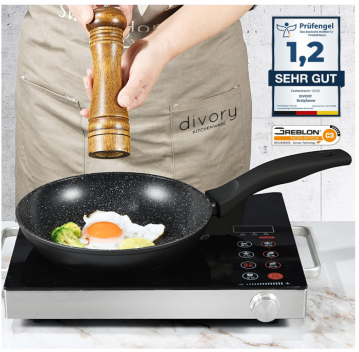 Tigaie DIVORY pentru plita cu inducție, 20 cm, cu acoperire antiaderentă, negru [8]