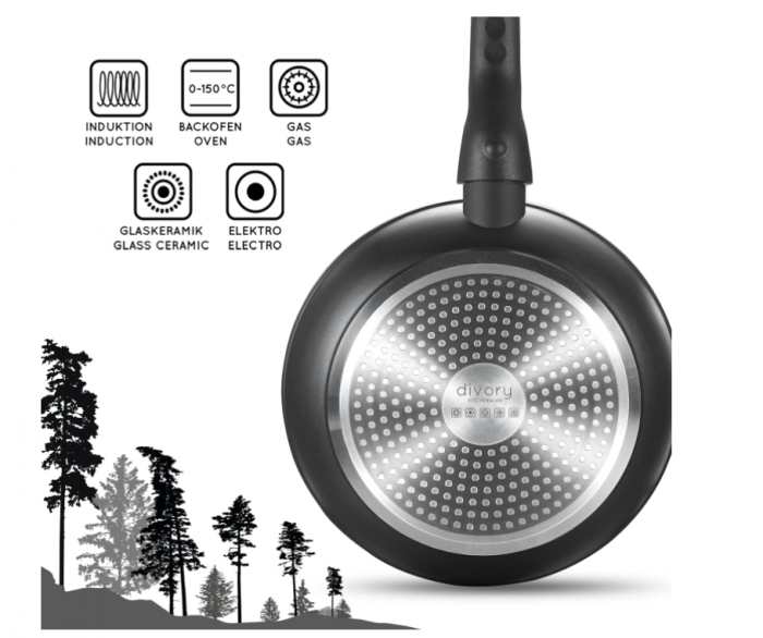 Tigaie DIVORY pentru plita cu inducție, 20 cm, cu acoperire antiaderentă, negru [5]