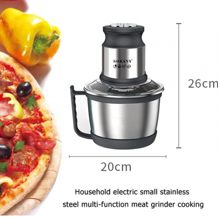 Tocator electric de bucatarie SOKANY SK-7027 800 W cu bol din otel inoxidabil de 3 L [7]