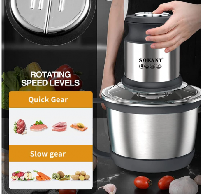 Tocator electric de bucatarie SOKANY SK-7027 800 W cu bol din otel inoxidabil de 3 L [8]