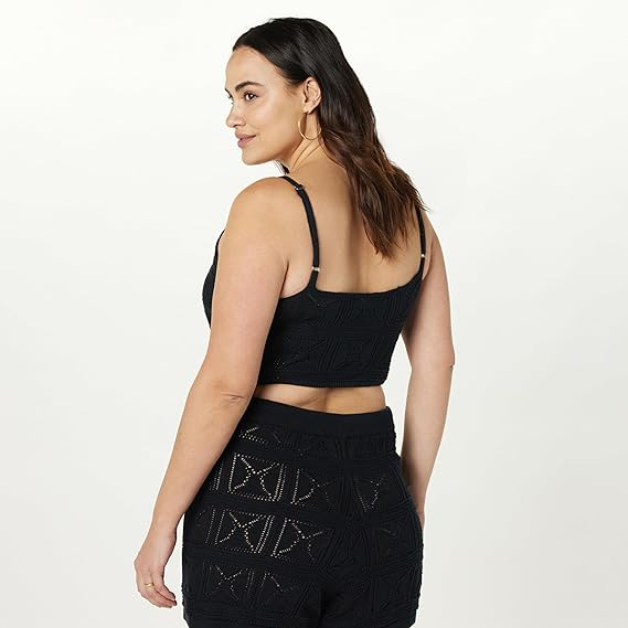Top crop pentru femei The Drop Diza Crochet Bralette, negru, 3XL [4]