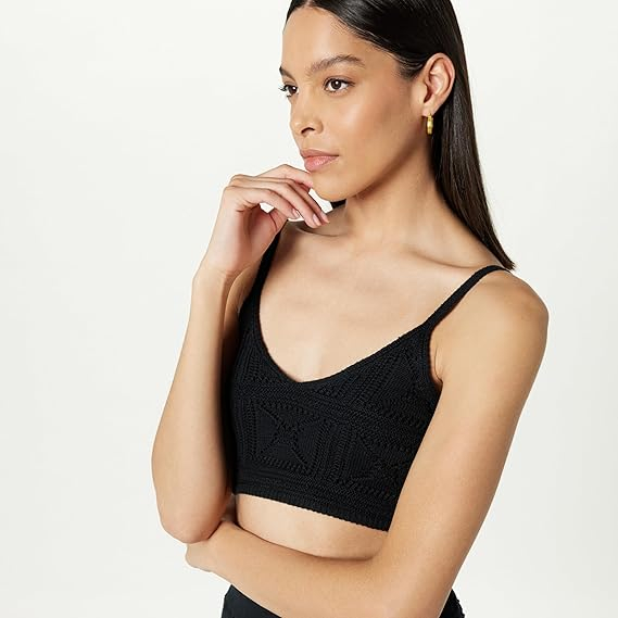 Top crop pentru femei The Drop Diza Crochet Bralette, negru, 3XL [5]