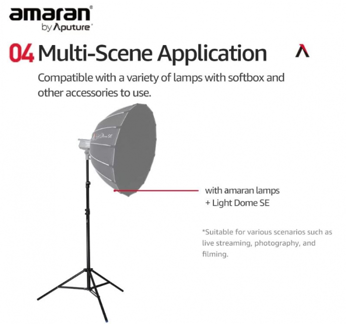 Trepied pentru lumina Aputure, inaltime ajustabila 1.1 - 2.7 m, aluminiu, negru [9]