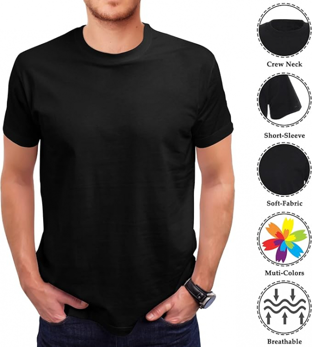 Tricou cu mânecă scurtă pentru bărbați Love My Fashions, XXL, negru [3]