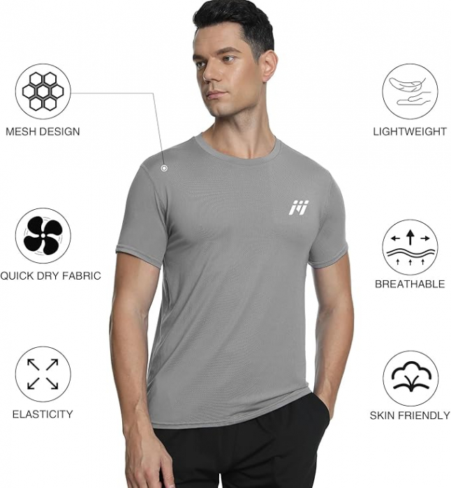 Tricou cu maneca scurta pentru barbati MEETWEE, gri, L [2]