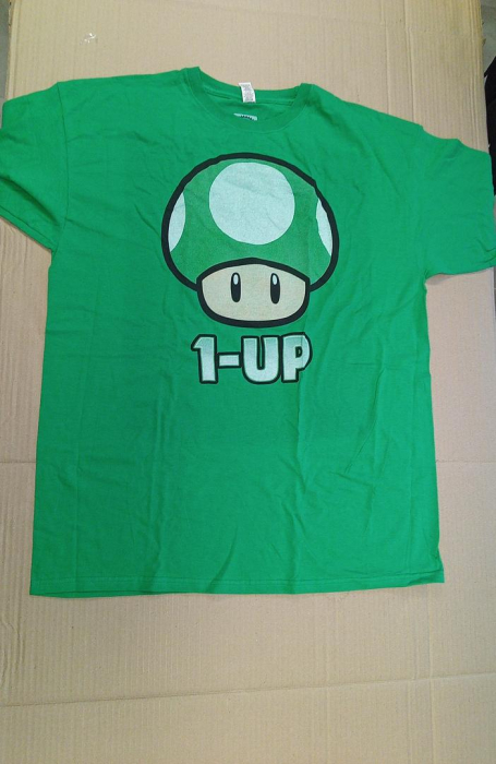 Tricou cu maneca scurta pentru barbati Nintendo 1-UP, verde, model ciuperca Super Mario, XL [3]