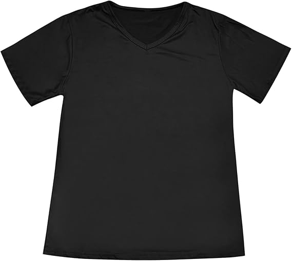Tricou cu maneca scurta pentru femei, casual, decolteu în V, negru, XL [1]