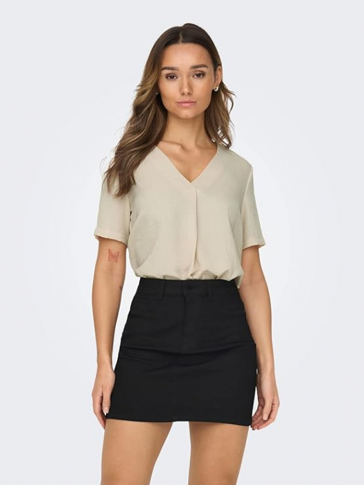 Tricou cu maneca scurta pentru femei JDY Jdydivya S/S Top Wvn Noos, bej, S [7]