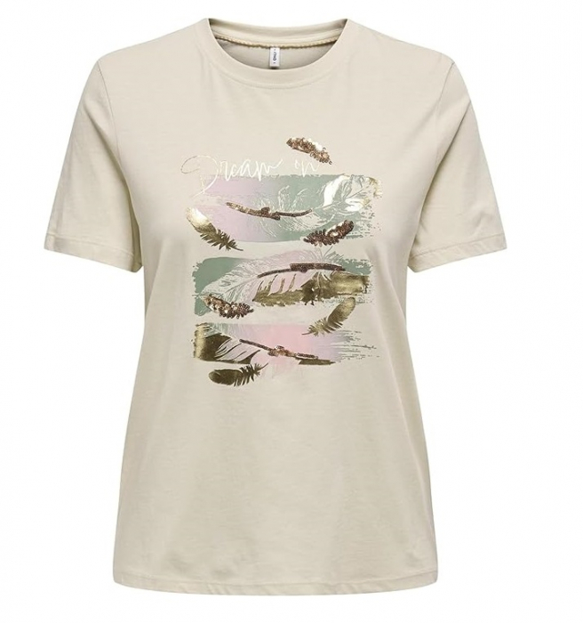 Tricou cu maneca scurta pentru femei ONLY Onlkita Reg S/S Mix Top Box CS Jrs Ex, crem, L [1]