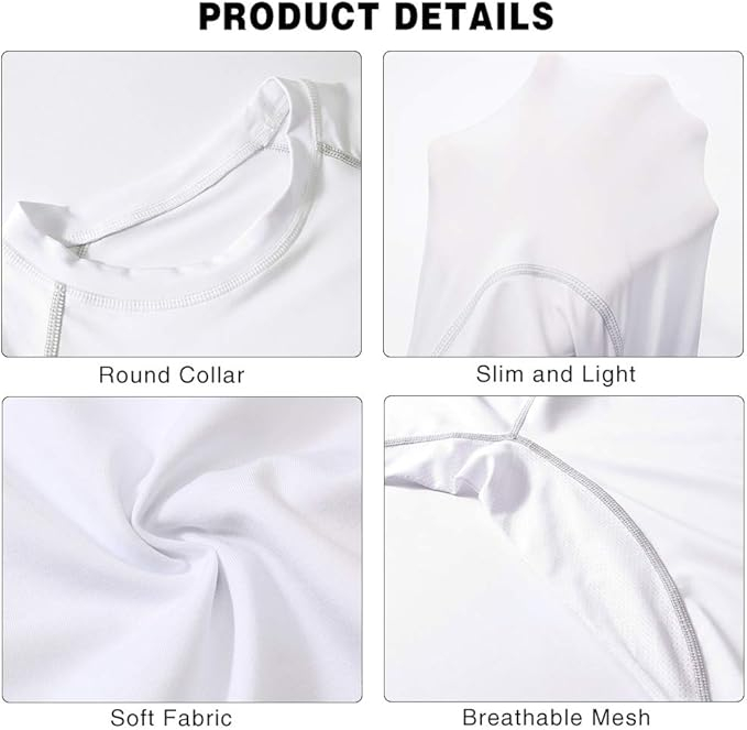 Tricou de compresie cu maneca lunga pentru barbati Meetwee, alb, S [9]