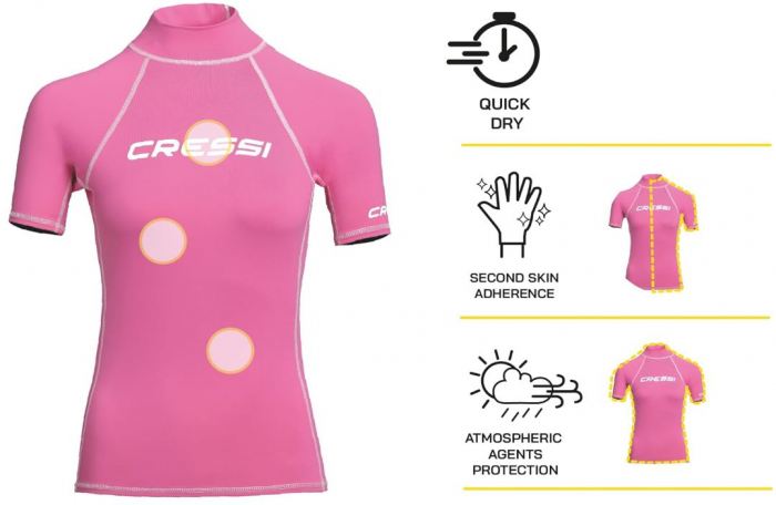 Tricou de înot pentru femei Cressi Rash Guard, cu protecție solară UV/UPF 50+, S/38 [3]