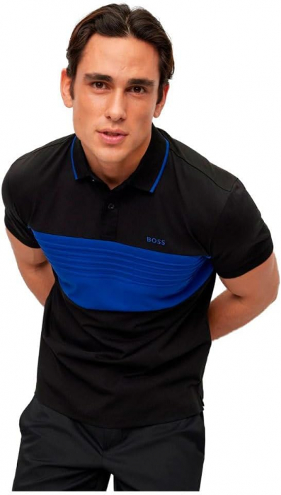 Tricou polo cu maneca scurta BOSS Pavel pentru barbati, negru, XS [4]