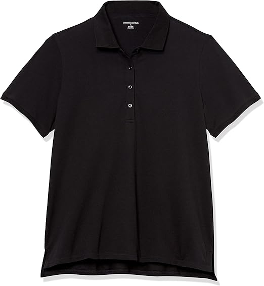 Tricou polo cu mânecă scurtă pentru femei Amazon Essentials, negru, XL [6]