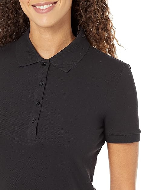 Tricou polo cu mânecă scurtă pentru femei Amazon Essentials, negru, XL [4]