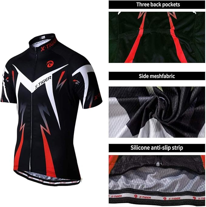 Tricou si pantaloni scurti cu gel 5D cu bretele pentru ciclism X-TIGER, XL [4]