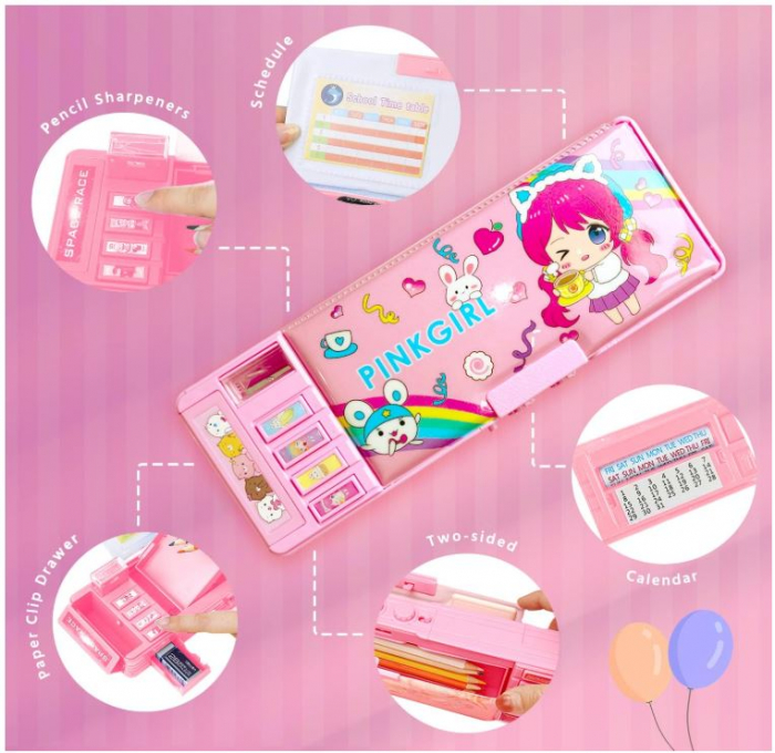 Trusa pentru rechizite scolare Ristpal, tip Pop Up, roz [5]