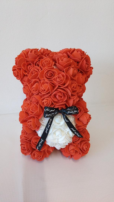 Ursuleț de trandafiri, flori artificiale, 25 cm, rosu [2]