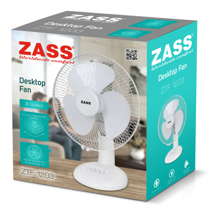 Ventilator de birou Zass ZTF 1203, 35 W, 3 viteze, diametru 33 cm [5]
