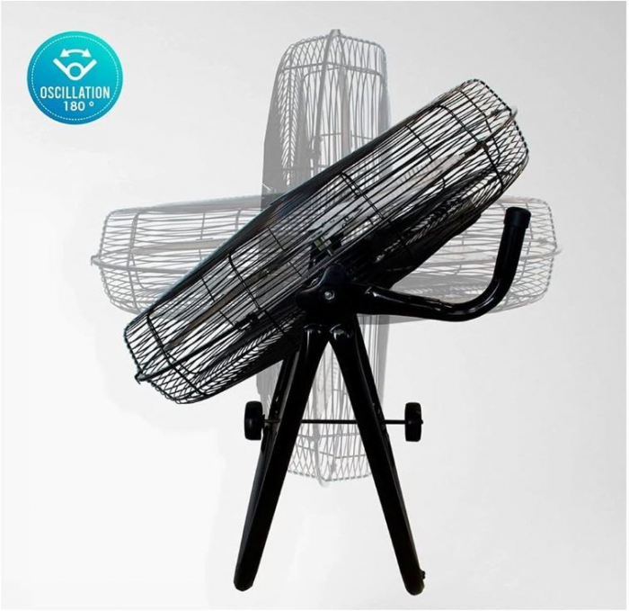 Ventilator industrial de podea Bastilipo Hurricane 140W din oțel inoxidabil cu 3 viteze, negru [9]