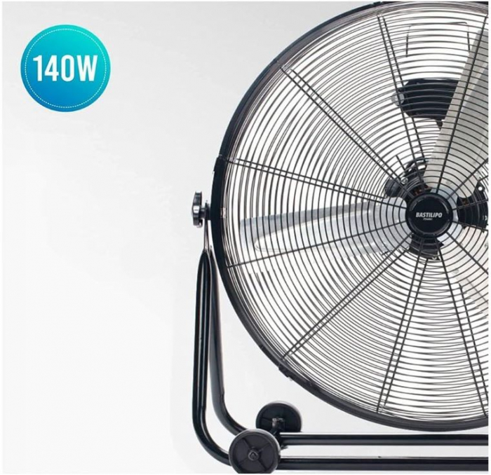 Ventilator industrial de podea Bastilipo Hurricane 140W din oțel inoxidabil cu 3 viteze, negru [8]
