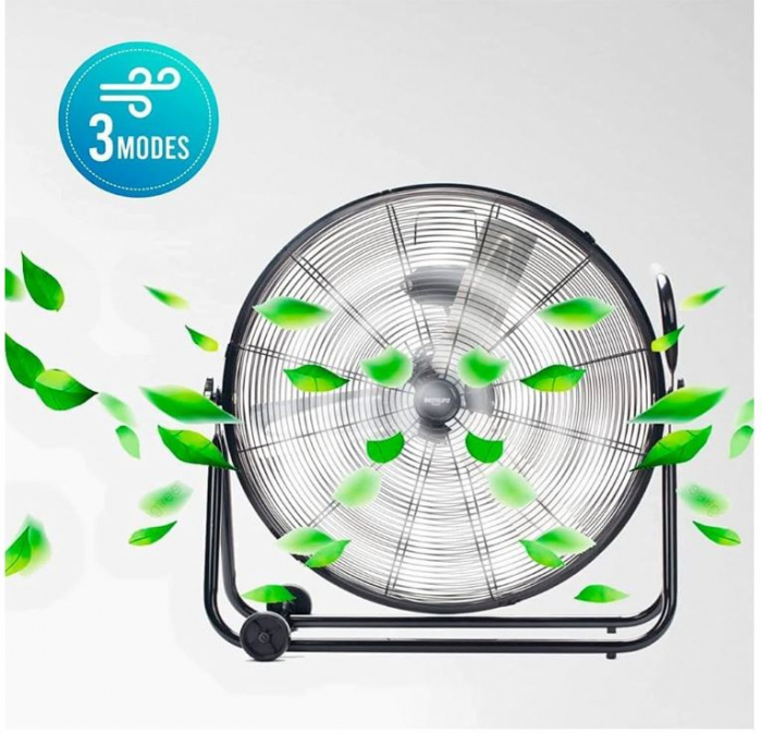 Ventilator industrial de podea Bastilipo Hurricane 140W din oțel inoxidabil cu 3 viteze, negru [7]