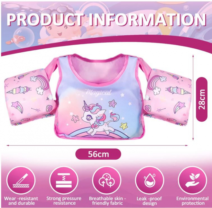 Vesta de înot pentru copii ZPQAODI, Ajutor de înot pentru copii de 2-6 ani, 14-30 kg [2]