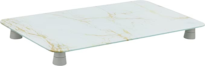 WENKO Farfurie universală de acoperire a sticlei, marmură aurie, 1 buc, capac de bucătărie, 30 x 1,8 x 52 cm, ALB [3]