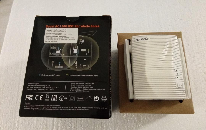 Wireless Range Extender TENDA A18 AC1200, Dual-Band 300 + 867 Mbps, alb [2]