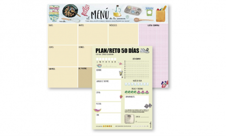 Hartie si produse din hartie - 2 planificatoare Happymots „Meniul săptămânii” și „Plan de provocari pe 50 de zile”