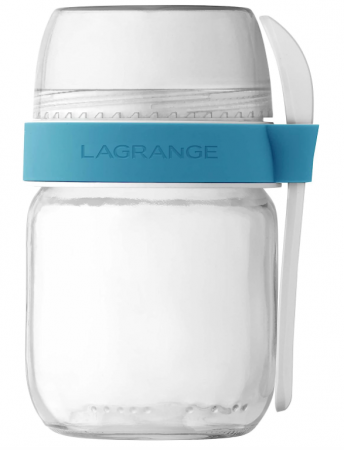 2 Vase/borcane din sticla LAGRANGE 440401, cu 2 compartimentate si lingura [2]
