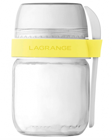 2 Vase/borcane din sticla LAGRANGE 440401, cu 2 compartimentate si lingura [1]