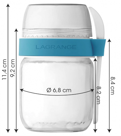 2 Vase/borcane din sticla LAGRANGE 440401, cu 2 compartimentate si lingura [3]