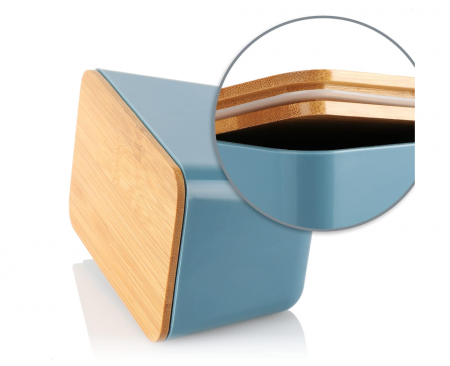 2 x Recipiente de depozitare alimente cu capace din bambus COM-FOUR, gri deschis si albastru [5]